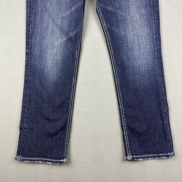 Silver Jeans Womens 26 Blue Dark Wash Suki Capri Straight Leg Distressed Denim - Picture 7 of 14